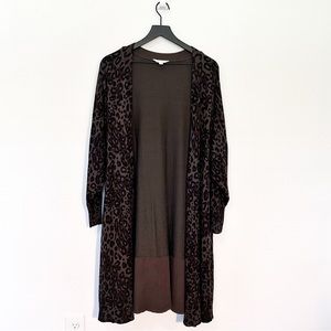 Mixed Animal Print Long Duster Cardigan
